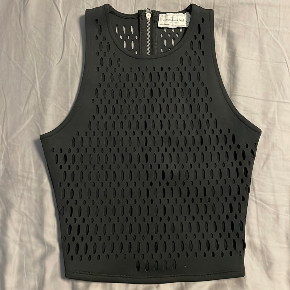 Neoprene black crop top